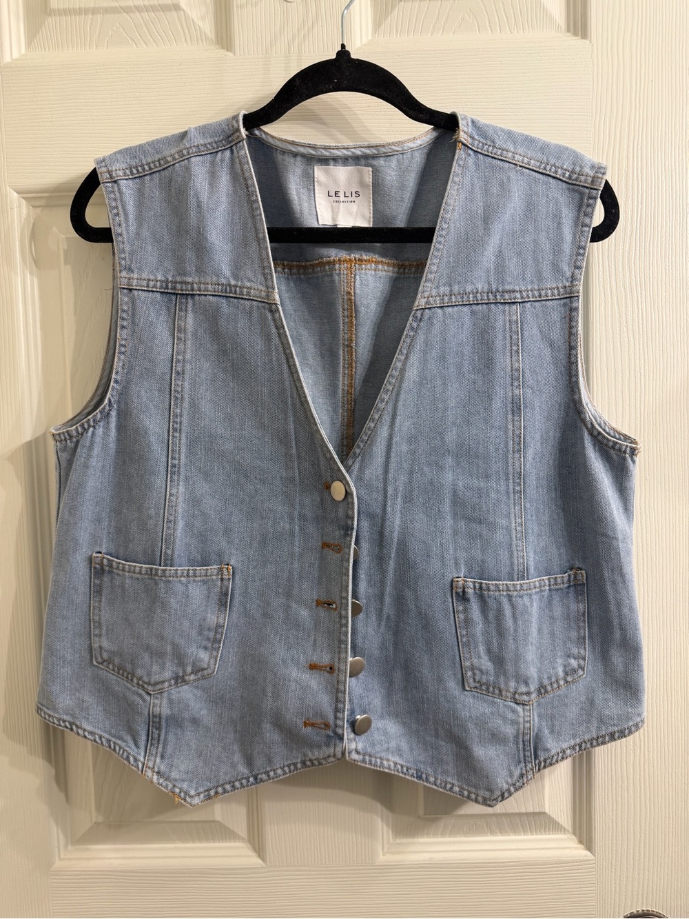 Le Lis Light Blue Denim Vest with Front Pockets